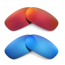 Walleva Polarized Fire Red + Ice Blue Replacement Lenses For Oakley Square Wire 2.0 Sunglasses